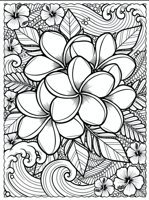 Plumeria Bloom Coloring Page