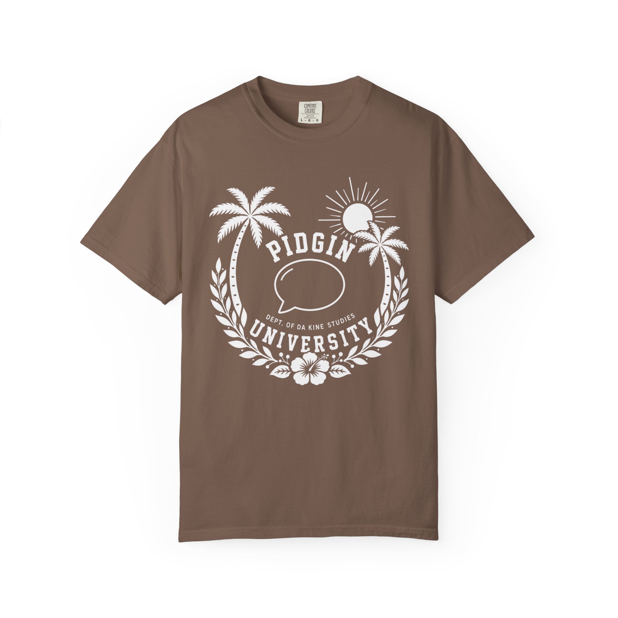 Pidgin University palm trees crest T-shirt | island hawaiian college style tee - Image 2