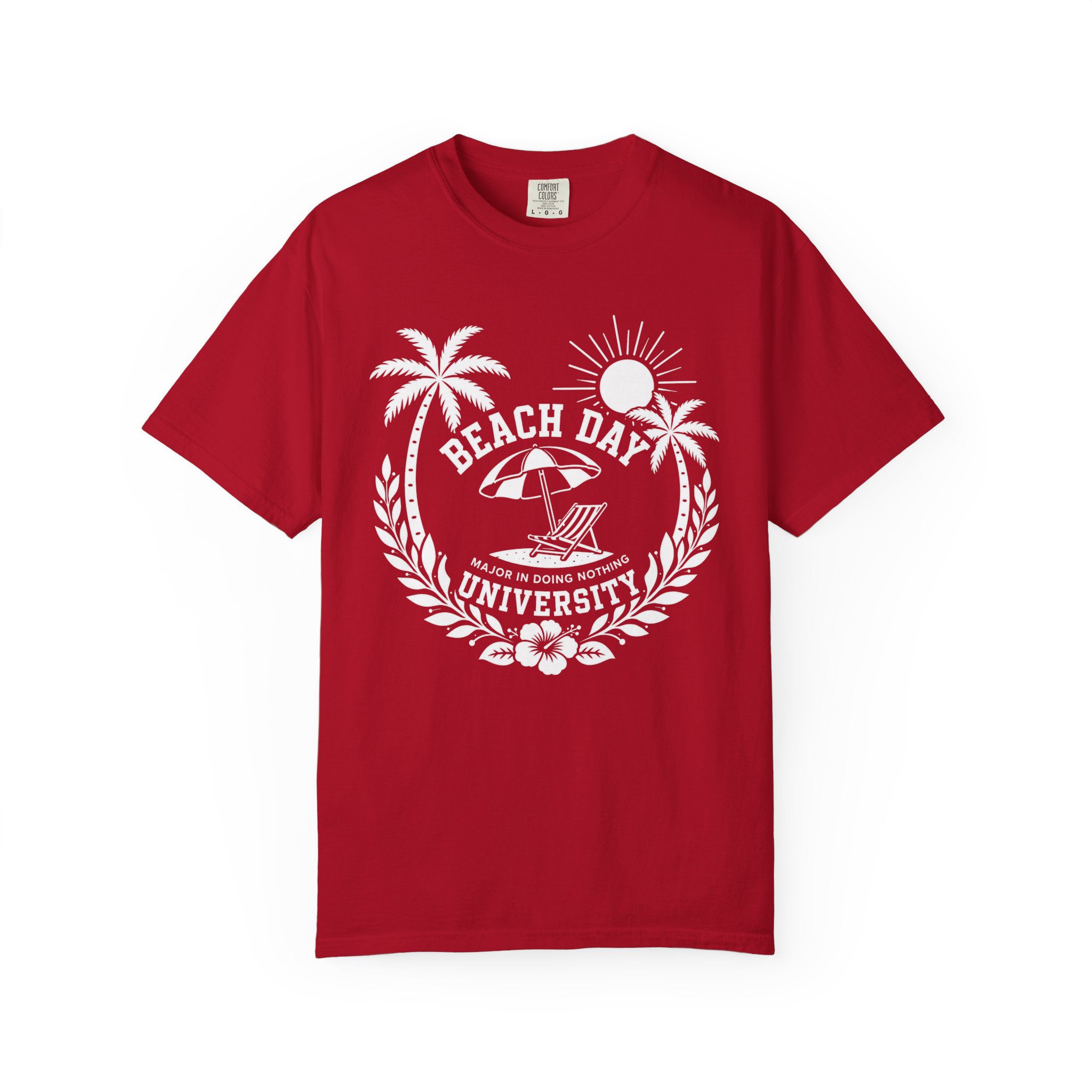Beach Day University T-shirt | Palm Trees, Sun, Surf Chair - Image 8
