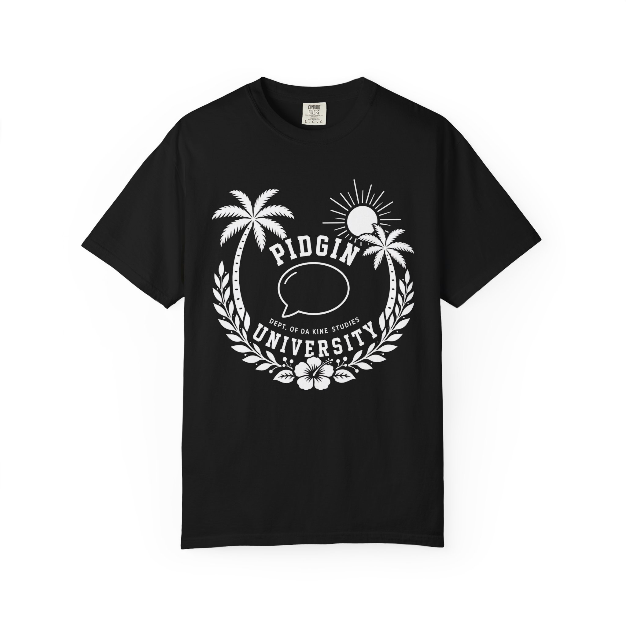Pidgin University palm trees crest T-shirt | island hawaiian college style tee - Image 4