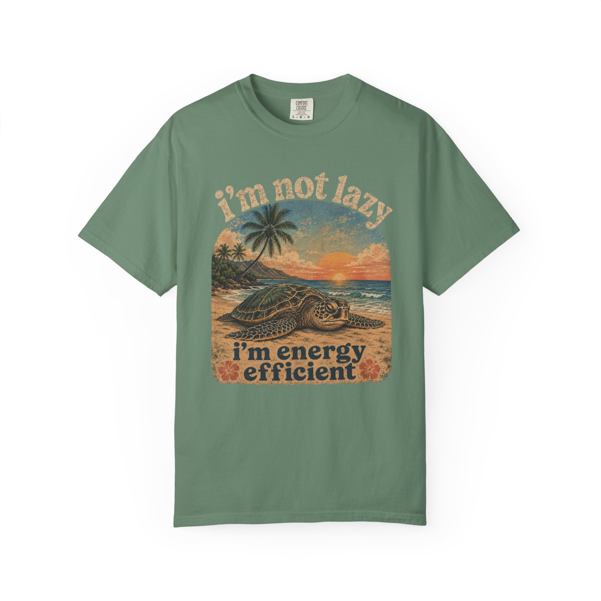 I'm Not Lazy I'm Energy Efficient T-shirt | Sea Turtle Sunset Tee - Image 6