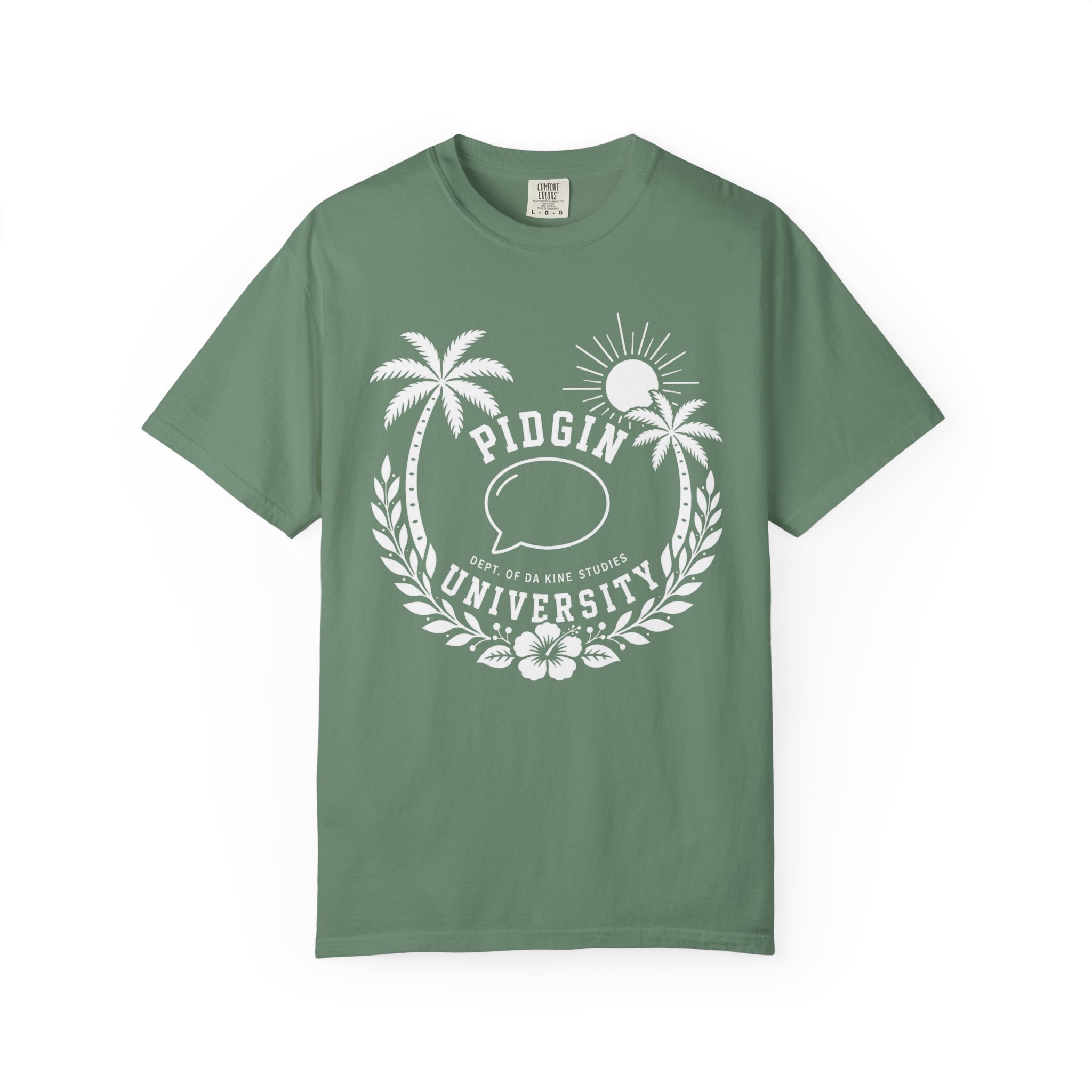 Pidgin University palm trees crest T-shirt | island hawaiian college style tee - Image 3
