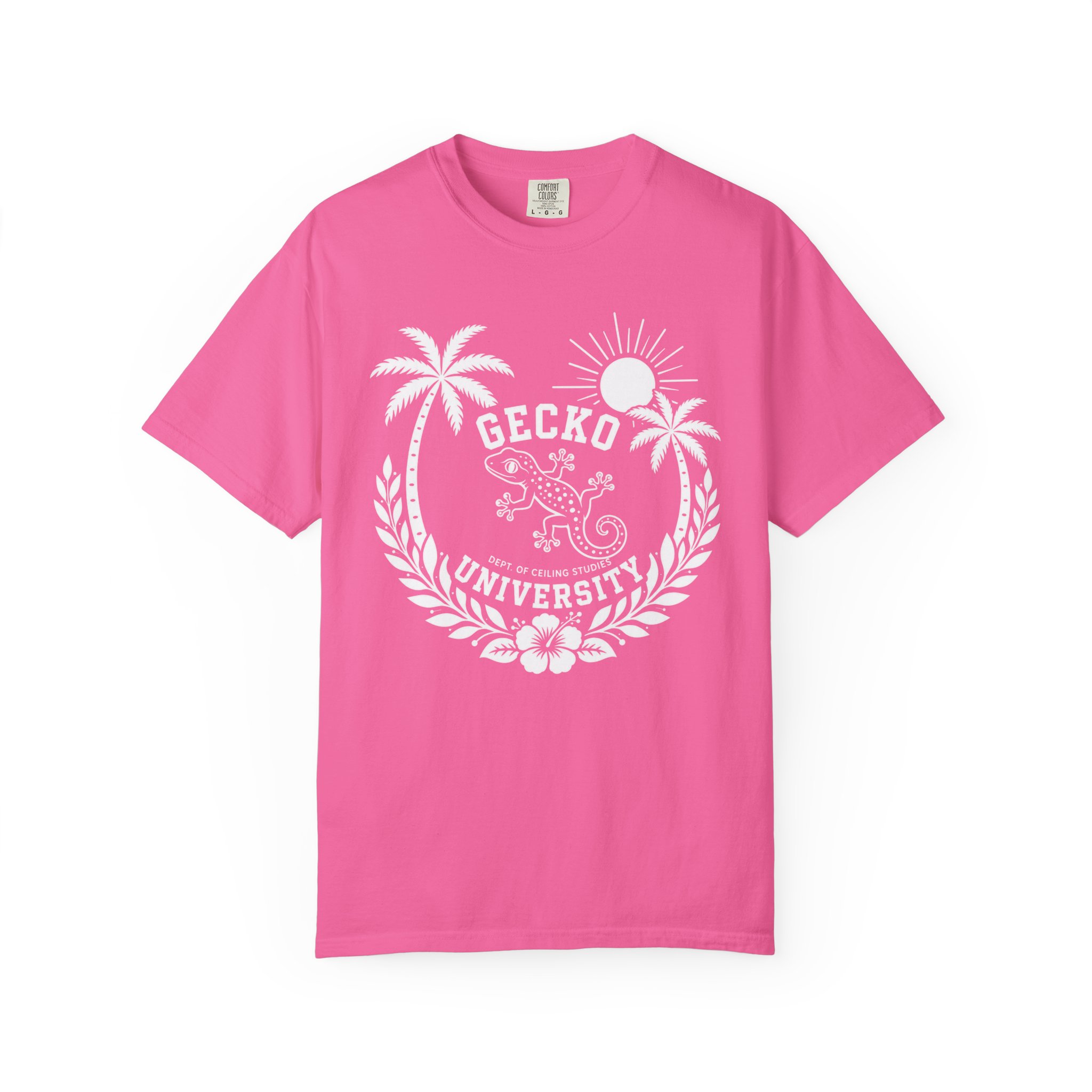 Gecko University Crest T-shirt | Tropical Palm Sun Hibiscus - Image 7