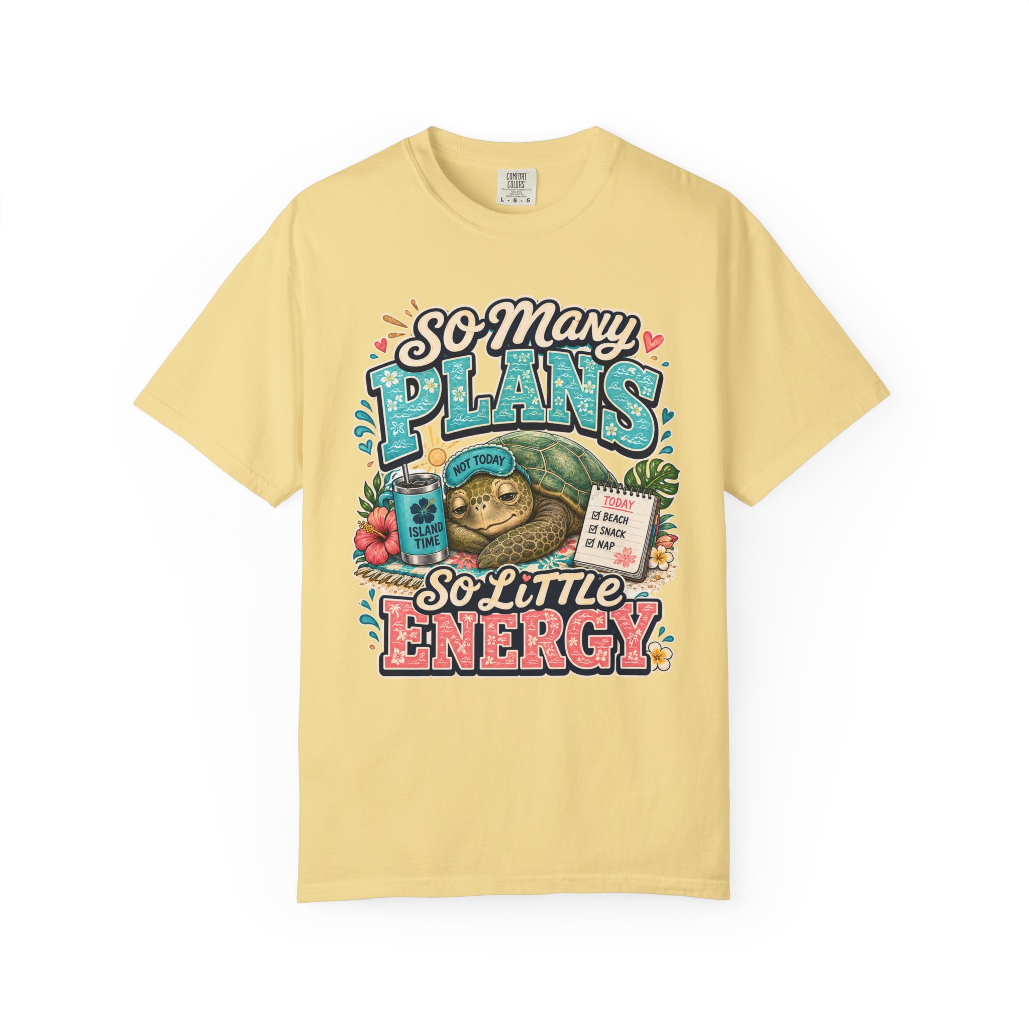 So Many Plans So Little Energy T-Shirt | Sea Turtle Illustration, Relaxed Humor - Image 4