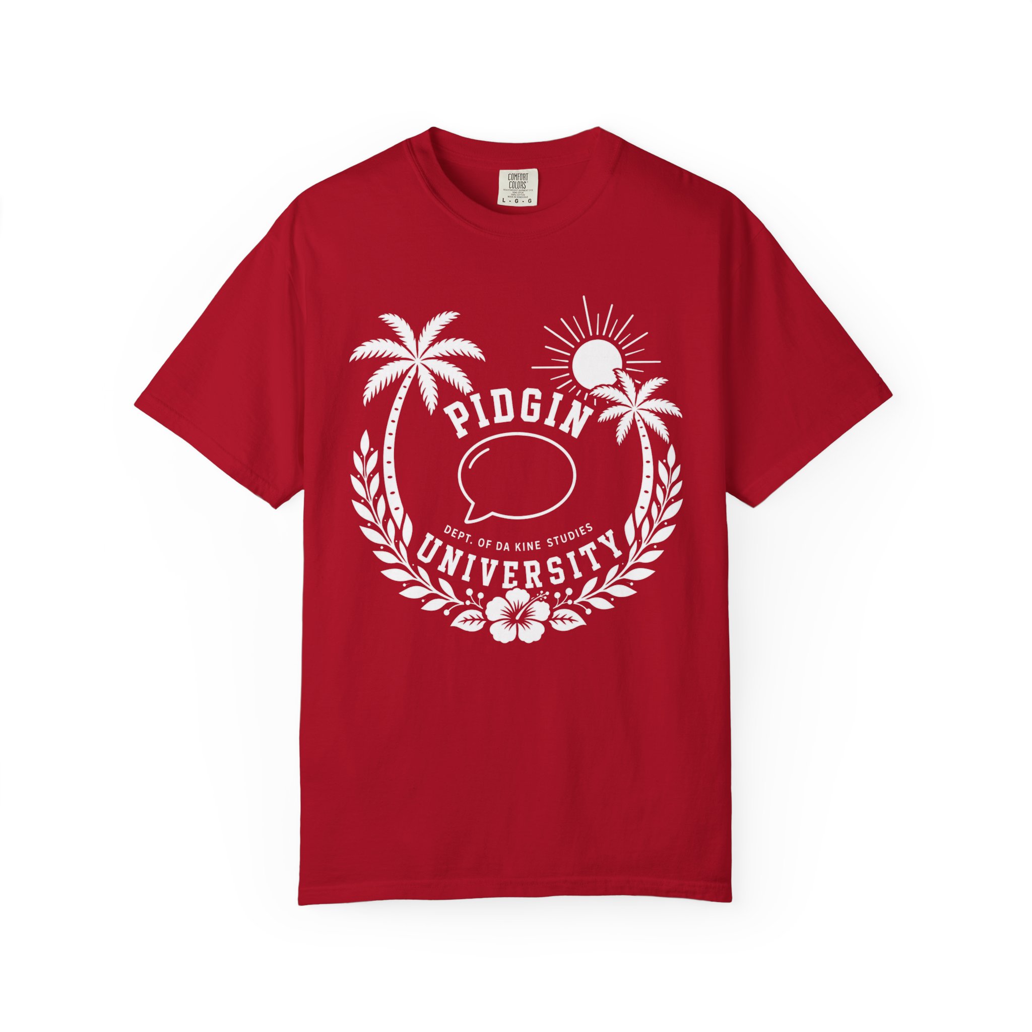 Pidgin University palm trees crest T-shirt | island hawaiian college style tee - Image 8