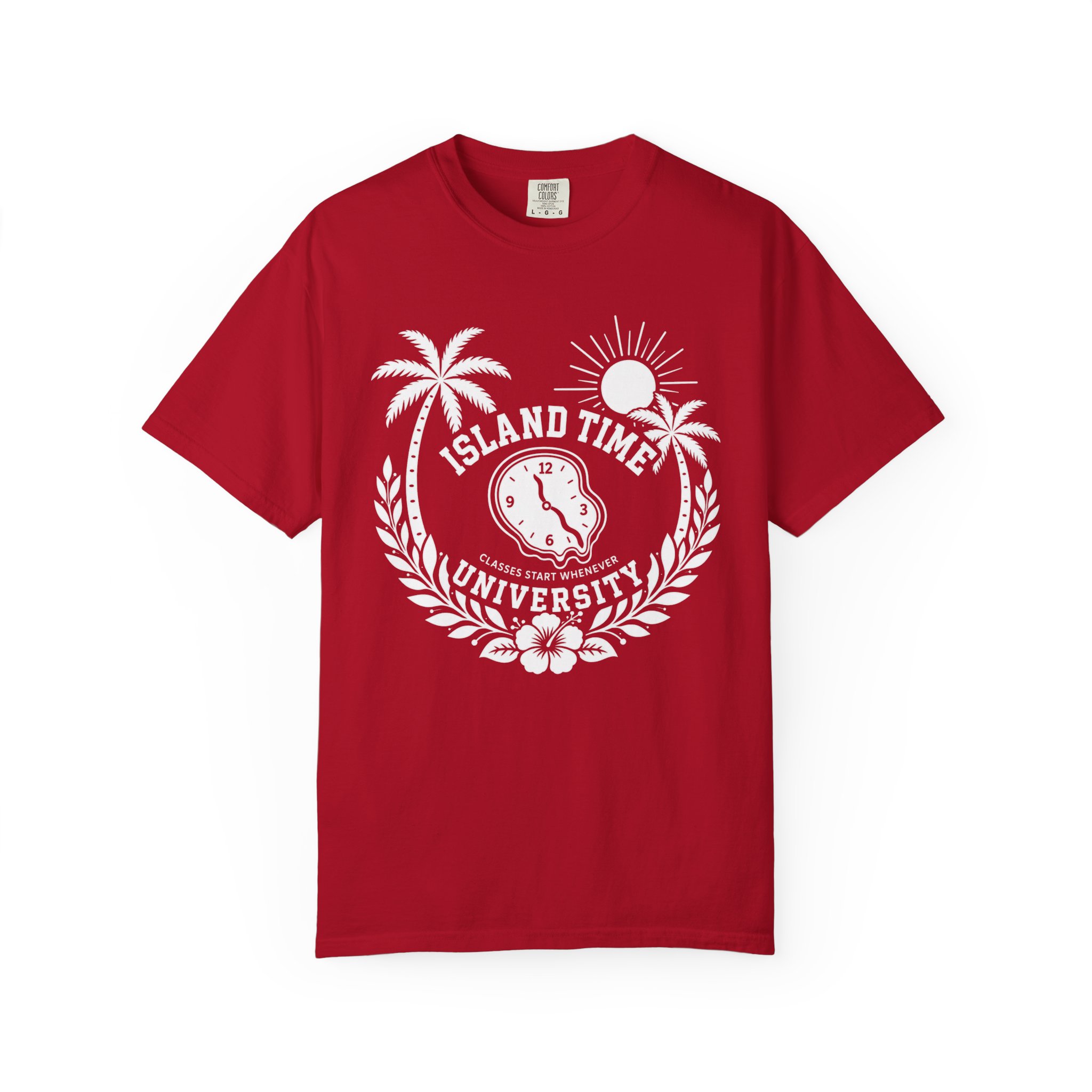 Island Time University T-shirt | Tropical Clock Palm Trees - Image 8