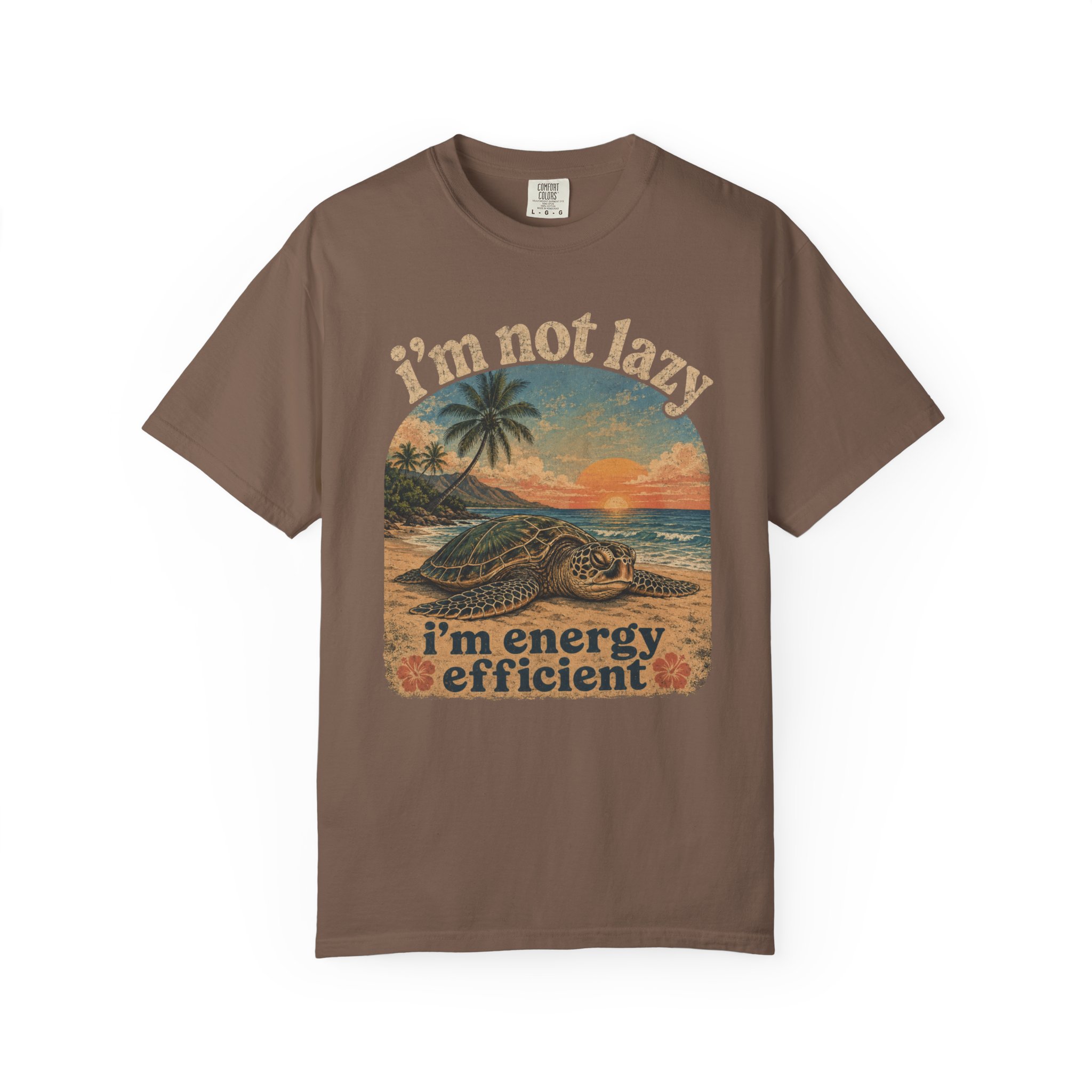 I'm Not Lazy I'm Energy Efficient T-shirt | Sea Turtle Sunset Tee - Image 5