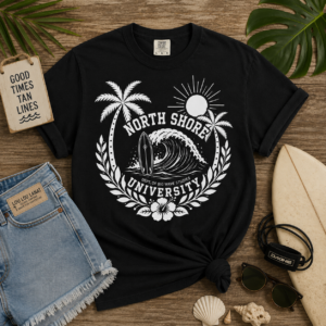 North Shore Wave Crest T-shirt | Surf Palm Tree University Design