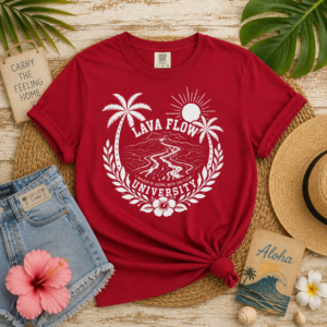 Lava Flow University T-shirt | Tropical Palm Volcano Crest
