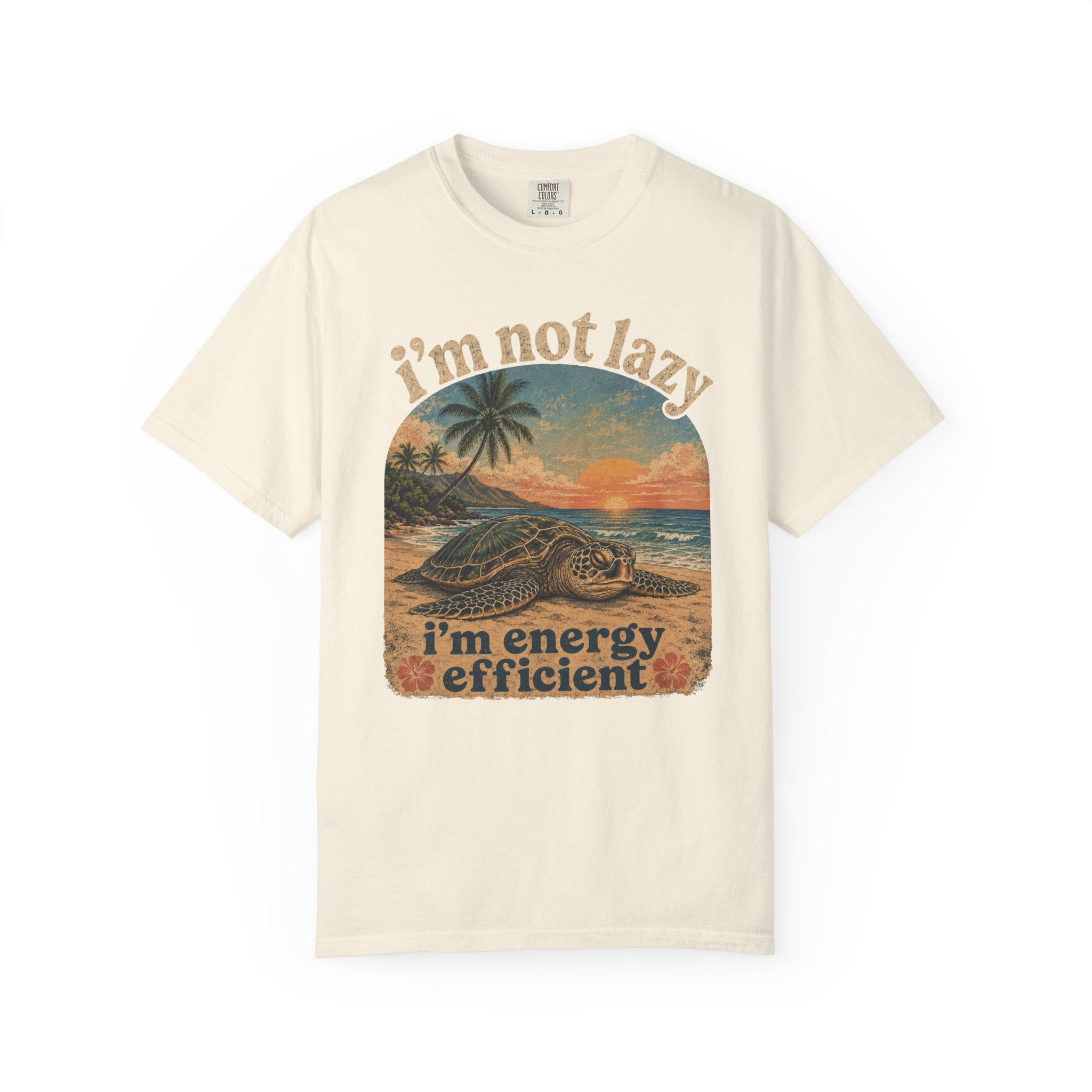 I'm Not Lazy I'm Energy Efficient T-shirt | Sea Turtle Sunset Tee - Image 4