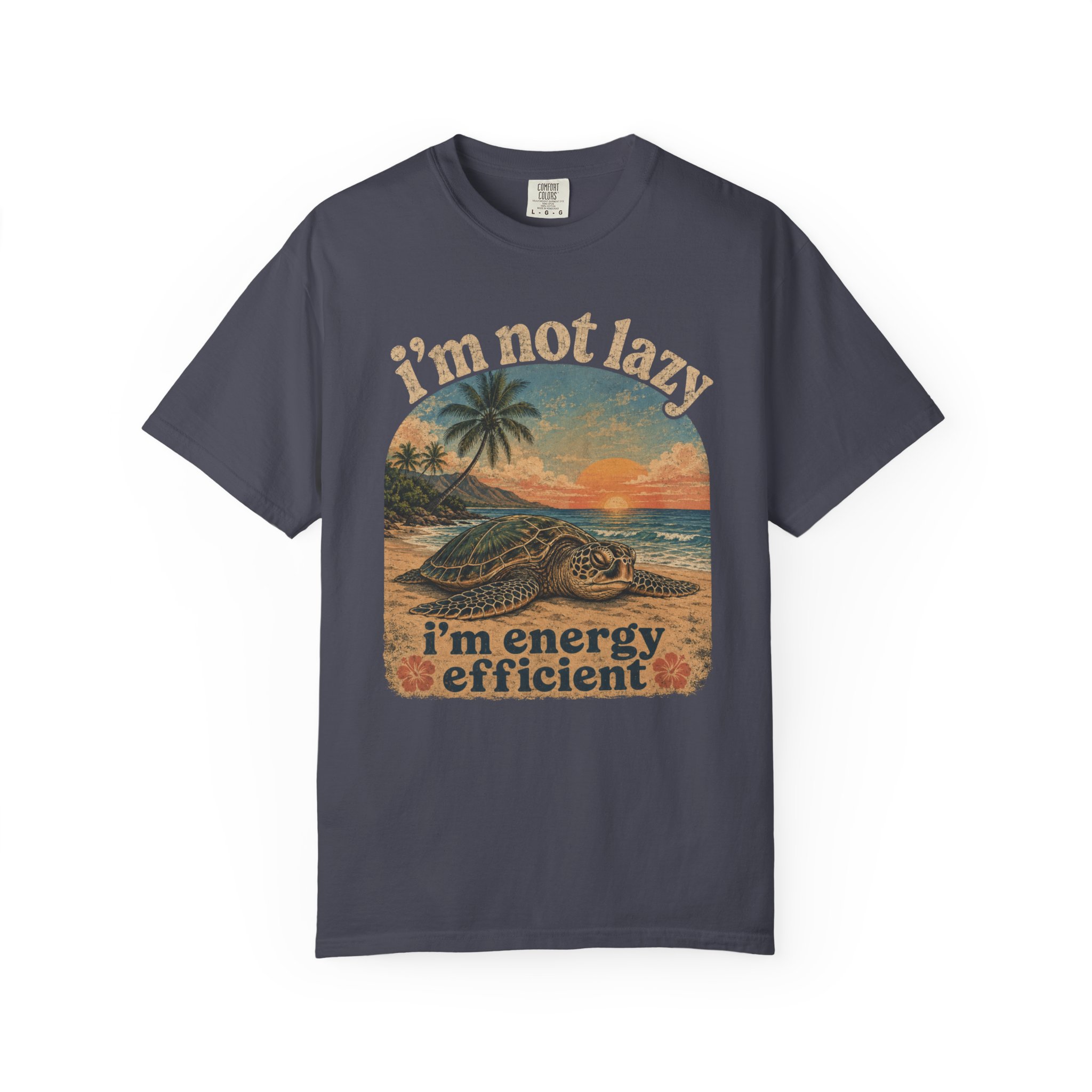 I'm Not Lazy I'm Energy Efficient T-shirt | Sea Turtle Sunset Tee - Image 9