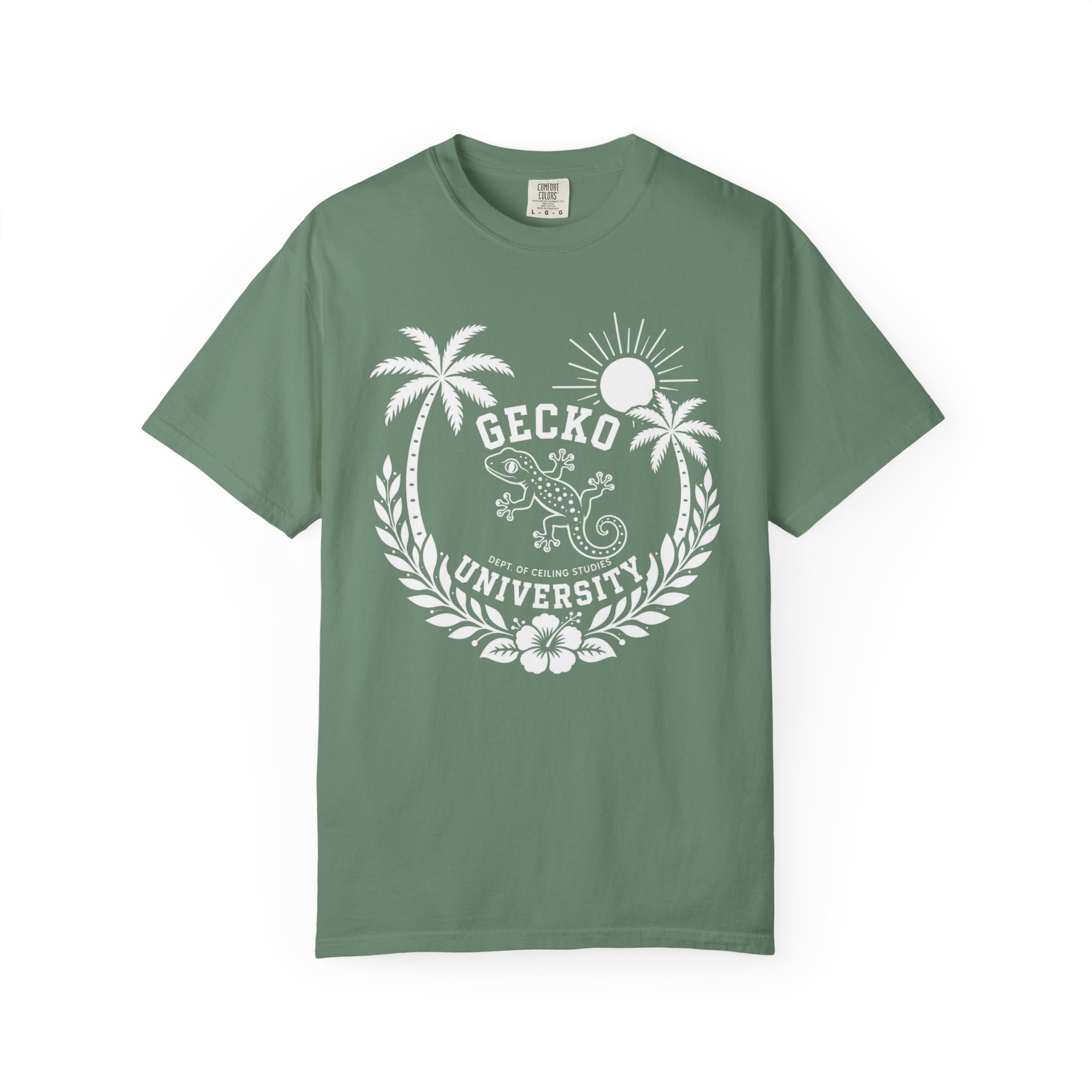 Gecko University Crest T-shirt | Tropical Palm Sun Hibiscus - Image 3