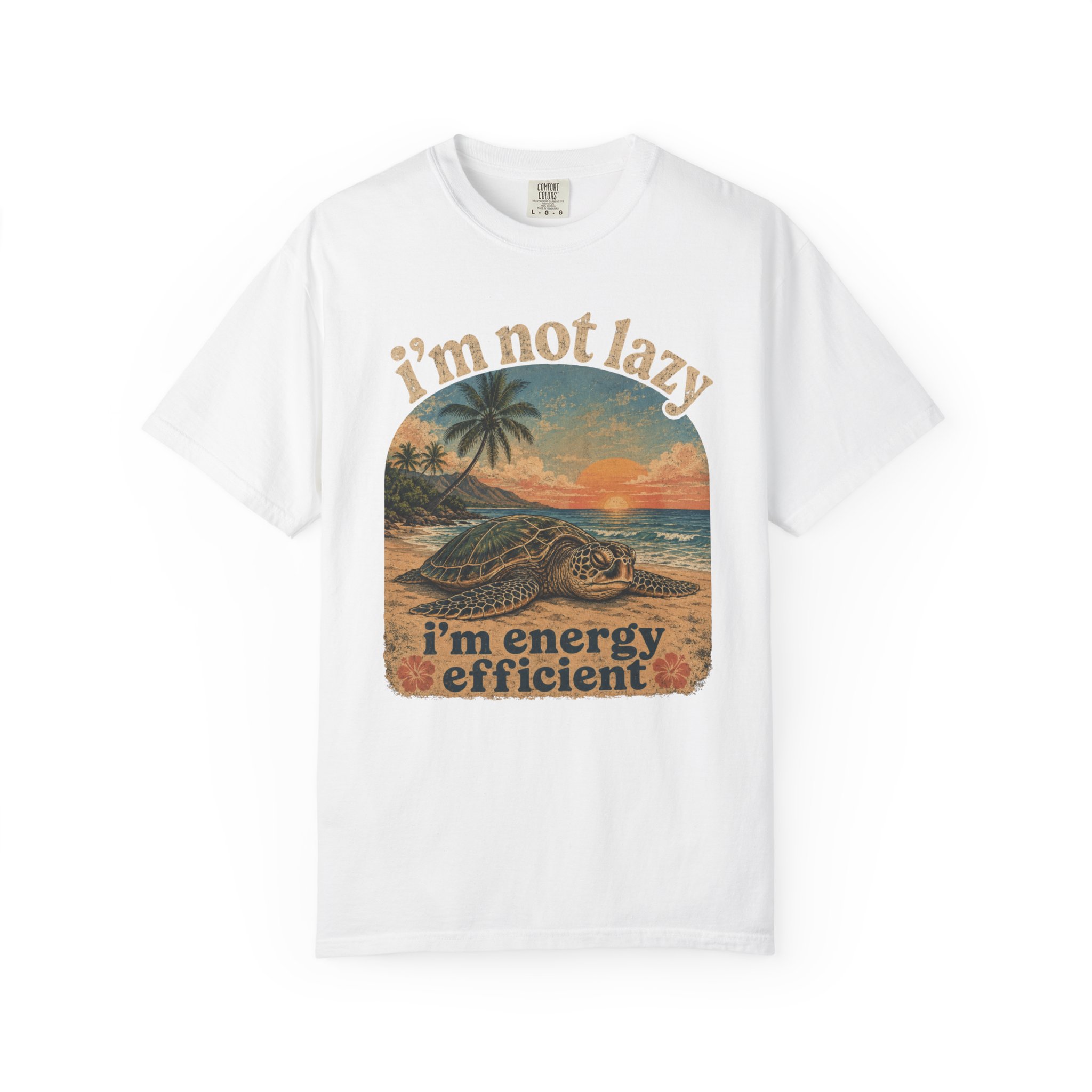 I'm Not Lazy I'm Energy Efficient T-shirt | Sea Turtle Sunset Tee - Image 2